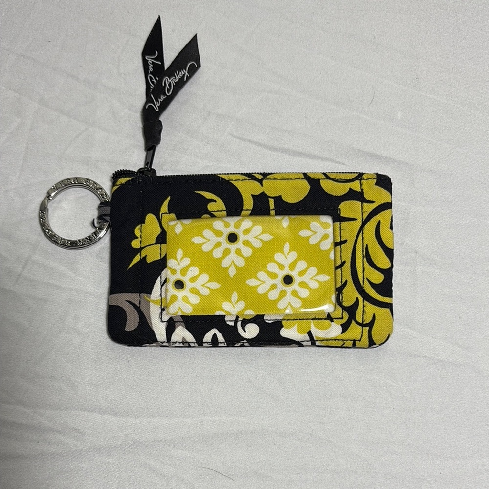 Vera Bradley Baroque Zip ID case keychain EUC